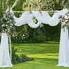 Décoration de tissu de rideau d'arc de mariage de 5/10 mètres avec un mince rouleau de gaze tissu transparent organique pour la décoration de chaise de mariage de fond de fête d'anniversaire 240124