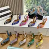 Aquazzura عالية الجودة المصممين لباس أحذية جديدة من الصنادل النسائية 10 سم النساء الكعبة البلورية بوكيل الحزب سيدة الزفاف كعب مثير حزام 100 ٪ من الجلد الوحيدة مع صندوق