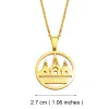 Yezidi Lalish Pendant Necklaces 14k Yellow Gold Holiest Temple of the Yazidis Jewelry