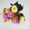 Decorative Flowers 5-pronged Fake Flower Artificial Small Handle Rose Silk Simulation Mini Wedding Table Decor