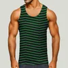 Regatas masculinas y2k vintage listrado colete de impressão para homens elegante tripulação sem mangas magro verão casual retro conforto roupas esportivas