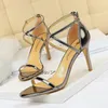 Sandaler 2024 Summer Ins Women Fetish 8cm 11cm High Heels Sexy Strappy Lady Gladiators Stiletto Stripper Party Shoes