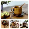 Set di stoviglie Set di tazze in legno fatte a mano Tazzine per caffè espresso Tazza per acqua per uso domestico Cucchiaio per miscelazione Tè Bicchieri per caffè creativi