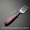 Cute Kids Silverware Tableware Children Utensil Stainless Steel Toddler Dinnerware Cutlery Cartoon Infant Food Feeding Spoon Fork Flatware Round Handle W0180