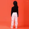 Abbigliamento da palcoscenico Ragazze Ragazzi Jazz Hip Hop Costumi di danza per bambini Maglietta nera Crop Top Pantaloni da jogging Spettacolo da ballo Spettacolo Abiti da ballo