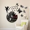 Horloges murales acrylique miroir autocollants horloge murale Design moderne fée papillon 3D bricolage Duvar Saati horloges pour fille cadeau salon décor à la maison