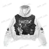 Men's Hoodies Sweatshirts Grunge Street Cartoon Print Short Waist-baring Hooded Pullover Women's Harajuku Hip-hop Punk Sweatshirt Casual Loose Sweatshirt T240124