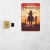 Metalowe malarstwo Western Cowboys Metal Tin Signs Vintage Riding Horses Plakaty ścienne plakaty domowe bary