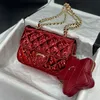 18CM Mini Star Women Designer Shoulder Bag 5 Color Flap Trend Coin Purse Luxury Handbag Patent Leather Matelasse Chain Evening Clutch Card Holder Suitcase Pochette