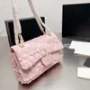 2024 Classic Double Flap Pink Tweed Quilted Bag Gold Argyle Crossbody Shoulder Multi Luxury Designer Handbag Pocket 25cm