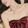designer smycken internet kändis instagram temperament full diamant stor cirkulär pärla halsband lås halskedja ben kedja internet rött halsband enkelt