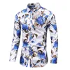 Mode Blume Gedruckt Herren Hemd Casual Plus Größe Langarm Shirts Männlich Slim Fit Büro M7XL 240125