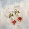 Stud 2022 Nouvelle mode vin rouge amour arc perle exquise boucles d'oreilles haut de gamme dames fête d'anniversaire cadeau bijoux Q240125