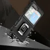 Ağır Zırh Çift Katman Kılıfı 360 Derece Dönen Metal Halka Tutucu Samsung Galaxy Z Flip 5/Flip5 5G 2023 Telefon Kılıfı için Şok geçirmez Kapak