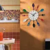 Horloges murales multicolores, décoration de la maison, couverts, ustensiles de cuisine, cuillère, fourchette, horloge murale