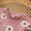 衣類セット秋の幼児の子供の服セット幼児用服装長袖花柄のプリントスウェットシャツトップドローストリングパンツ2PCSスーツ