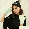 Gants sans doigts Gants de griffe de chat hiver mignon dessin animé fille mitaines sans doigts épaissir ours moelleux paume demi doigt livraison directe Fashi Dhosg