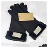 Fünf Fingerhandschuhe Winter Frauen Lederhandschuhe Matt Pelz Fäustlinge Pu Fünf Finger 4 Farben mit Tag Großhandel Drop Lieferung Mode Acc Dh7Ue