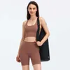 Lu Align Cloud HI Kvinnor Söta 2 stycken Gymkläder för Rosa Crop Top Bh och Legacy Biker Shorts Workout Set Naked Feel ActiveWear Yoga Lu Lemon LL 2024