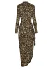 Runway dames lente hoge kwaliteit mode feest luipaardprint elegante nachtclub elasticiteit lange mouwen nauwsluitende type jurk