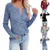 Women's T Shirts Chest Buttoned Casual Long Sleeve T-shirt Women