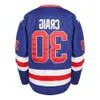 Vintage 1980 Team USA Hockey Jerseys 21 Mike Eruzione 30 Jim Craig 17 Jack Ocallahan Double Stitched Name Number IN ST 64