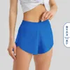 Lu-16 Faixa de verão que 2,5 polegadas Hotty Hot Shorts Soltos Respirável Secagem Rápida Esportes Calças de Yoga Femininas Saia Versátil Casual Lado Poc 45