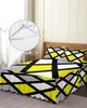 Bed Skirt Yellow Black Grey Geometric Square Elastic Fitted Bedspread With Pillowcases Mattress Cover Bedding Set Sheet