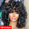 180 -gęstość Brazylijska krótka, sprężysta peruka Bob Bob z Bang Afro Rose Curly Funmi Peruki z Bang Rose Curly Symulacja ludzka peruka do włosów dla czarnych kobiet