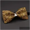 Bow Ties Nowy projektant mody Mens Diamond Bow Ties Wedding Party Formal Suit Double Fabric Bowtie Business Butterfly Drop de dhaht