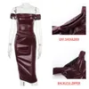 Casual Dresses Sunshliky Off Shoulder Leather Sexy Dress for Women 2024 Robes Elegant Evening Party Bodycon Midi Autumn Vestidos