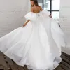 Stunningbride 2024 Romantic Organza Wedding Dresses Detachable Puff Sleeves Elegant Sweet Simple A-line Lace Up Back Princess Bridal Gowns