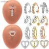 Navel Belknop Ringen Dames Trendy Navelpiercing Roestvrij Staal Kristal Navelpiercings Dangle Bloem Accessoires Punk Dames Navelringen YQ240125