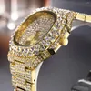 Wristwatches Hip Hop Iced Out Watch For Men Luxury Fully Bling Diamonds Mens Watches Quartz Wristwatch Waterproof Montre Homme Luxe Diamant