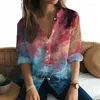 Camicette da donna Camicia a maniche lunghe stampata in 3D colorata tie-dye Moda e strada comoda