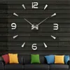 Relojes de pared Reloj de pared grande 3D DIY, relojes de espejo acrílico gigantes, reloj grande sin marco, decoración del hogar para sala de estar, dormitorio, decoración de pared