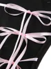 Tanques femininos Chronstyle Mulheres Assimétricas Hem Tube Tops Verão Strapless Alças Tie-up Bow Tanque Preto Sexy Party Mini Vest 2024
