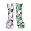 Men's Socks Men Bike Colored Abstract Square Cotton Funny Grey Geometry Woman
