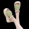 スリッパグリッタースライドハウスプラットフォームメッドウェッジ夏の女性の靴ヒールミュールファッションジェリーハイラグジュアリーローマファブリックCR