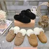 Platform Shearling Slippers Women Muller Winter Shoes Thick Bottom Suede Fur Furry Fluffy Slides Loafer Indoor Mules Sherpa Warm slide