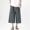 Мужские брюки, летние повседневные мужские мешковатые льняные свободные широкие брюки длиной до икры, мужские модные японские кимоно, дышащие брючные брюки