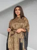 Vêtements ethniques EID Musulman Abaya Robe d'impression léopard pour femmes Tassel Bat Sleeve Arabe Dubaï Maroc Ramadan Longue Robe Magnifique Abayas Kaftan