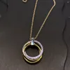 trinity necklace for women designer diamond for man three colour Gold plated 18K T0P quality luxury brand designer anniversary gift premium gifts with box 003