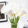Faux Floral Verdure Blanc Calla Lily Fleurs Artificielles Bouquet De Mariage De Mariée 3/5PCS PU Fausse Fleur Décoration Pour La Fête De Mariage Décor À La Maison YQ240125