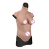 Accessori per costume Uomo Tette in silicone Forma del seno Piastra in cotone Mezzo corpo falso Traspirante Luce sottile per Transgender Travestito Cd Td Sissy