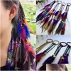 Elastici per capelli Elastici per capelli fatti a mano con piume di Boemia con treccia Perline di legno Ragazze Hippie Corda Mix Colori Consegna di goccia Gioielli Dhlup