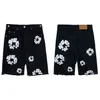 Men's Jeans Denim Shorts Designer Men White Wreaths Tassel Design Black Blue American Street Trend Shorts