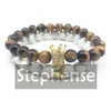 Perlé Cz0066 Design de mode Powerf Crown Energy Bracelet 8 mm Naturel Howlite Tiger Eye Haute Qualité Bijoux En Gros Drop Livraison Dhif6