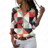 Women's Blouses Summer Shirt Ethnic Elements Plaid Mosaic 3d Printing Colorful Fashion Loose