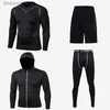 Men's Tank Tops Compression Running Sets for Men Sport Suit Gym Fitness Sportswear Jogging Training Underwear Moire-wicking Workout SetL240124